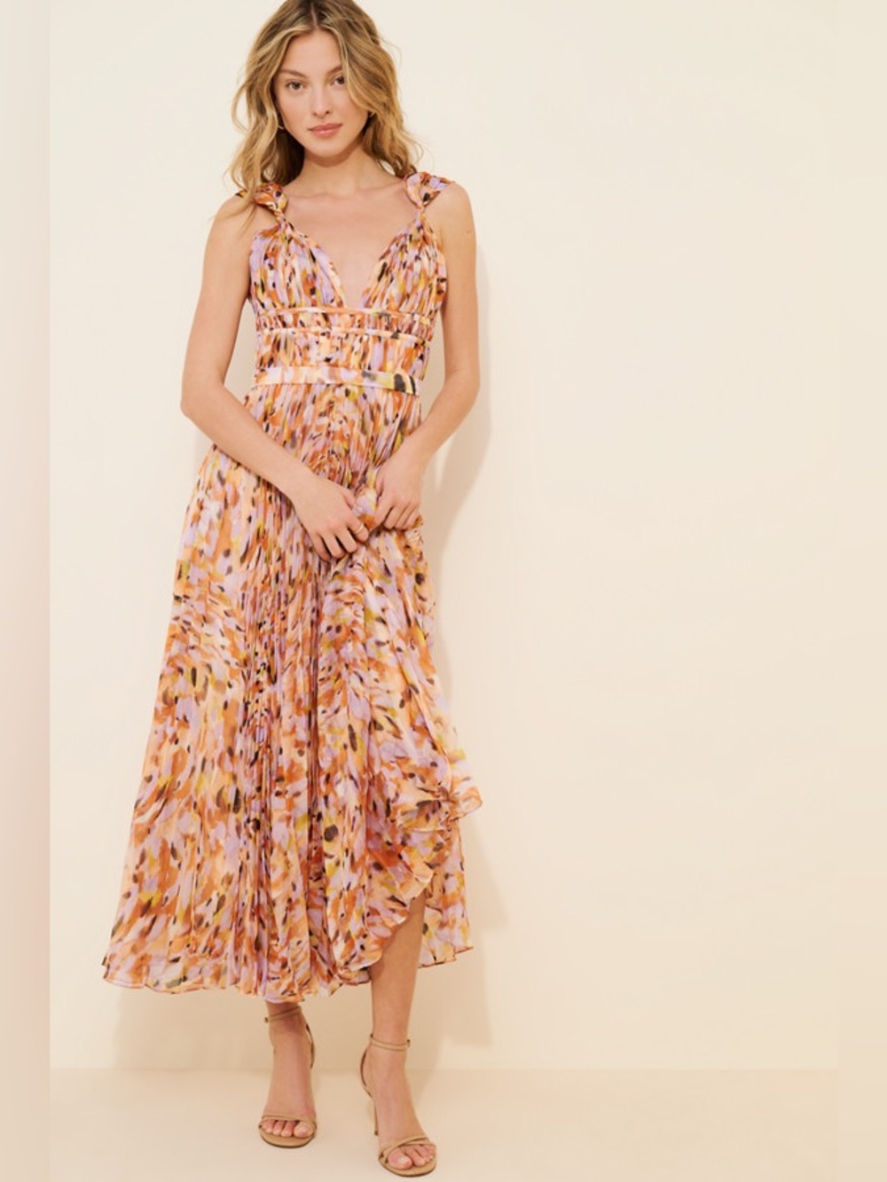 Amur Neve pleated chiffon printed midi dress